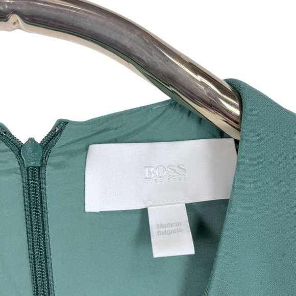 BOSS HUGO BOSS DADORIA GREEN SLEEVELESS BELTED SHEATH DRESS - Picture 13 of 14